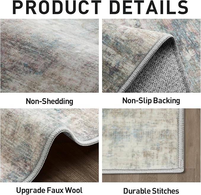 5x7 Area Rugs Washable Rug: Modern Abstract Living Room Rug Soft Anti-Skid Thin - Image 5