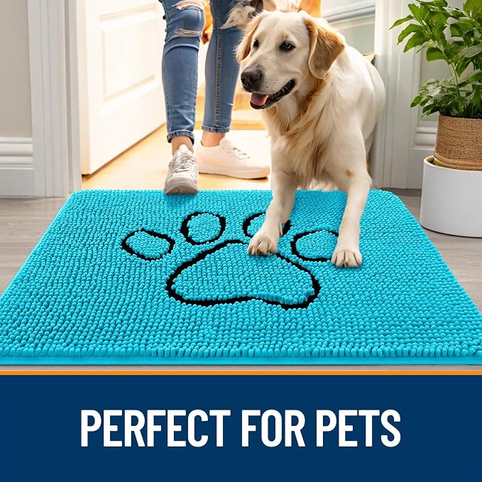 OLANLY Dog Door Mat for Muddy Paws 48x30, Paw Print Design, Absorbs Moisture - Image 6