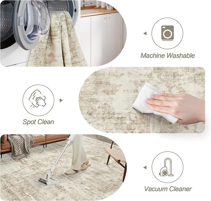 Soalmost 9x12 Area Rug for Living Room, Abstract Non Slip Machine Washable - Image 5