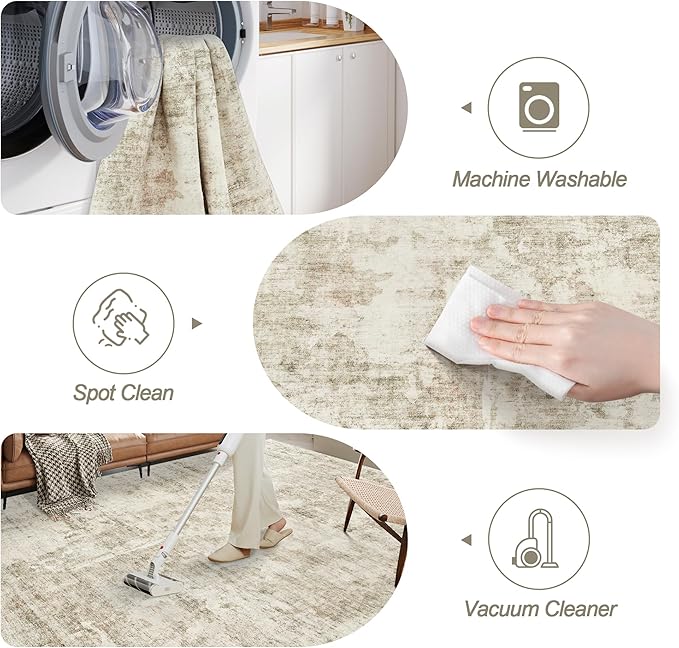 Soalmost 10x14 Area Rugs for Living Room, Non Slip Machine Washable Vintage - Image 5