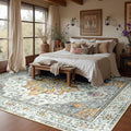 RELEANY Area Rugs 7'x9' Washable Non-Slip, Floral Vintage Distress Medallion by RELEANY
