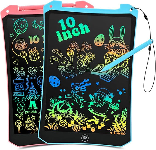 EooCoo Toddler Drawing Toys, 10 Inch LCD Writing Tablet for Kids 2 Pack, Toddler Boys Girls Gifts Drawing Pad, Mess Free Coloring Used for Travel Toys, Learning Activities for 3 4 5 6 Years Old