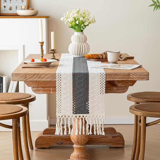 Farmhouse Table Runner for Home Decor 12x48 Grey Fall Home Decor | 48 Inches - Image 3