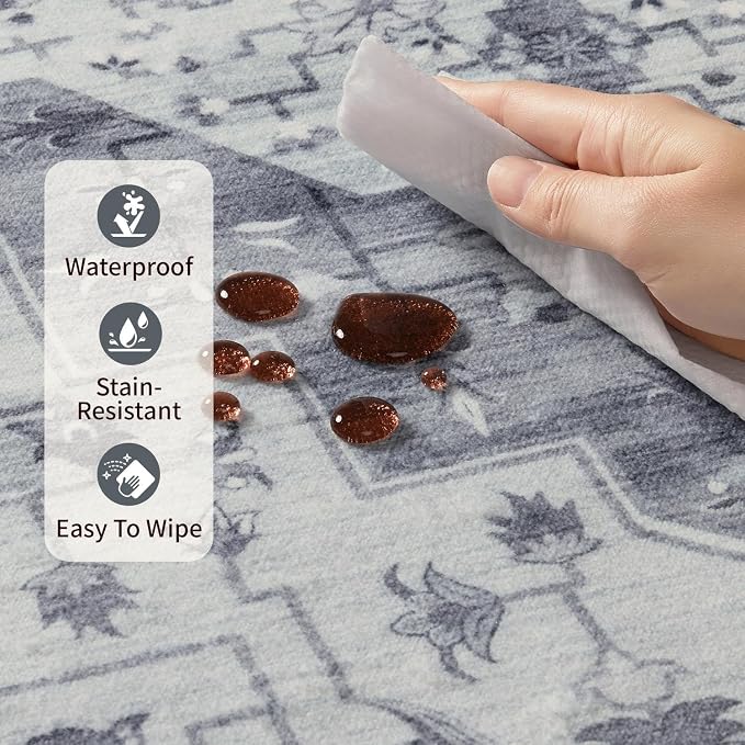 Rugxara 5X7 Washable Area Rug for Living Room, Vintage Large Boho Rugs for - Image 9