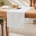 Braided Farmhouse Table Runner, Braided White 13x108 Inch, Cotton Linen Table by Unknown