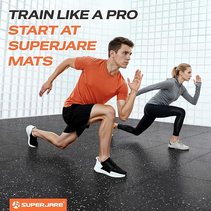 SUPERJARE 0.56'' Thick 12 Pcs 48 Sq Ft Rubber Top Exercise Equipment Mats - Image 3