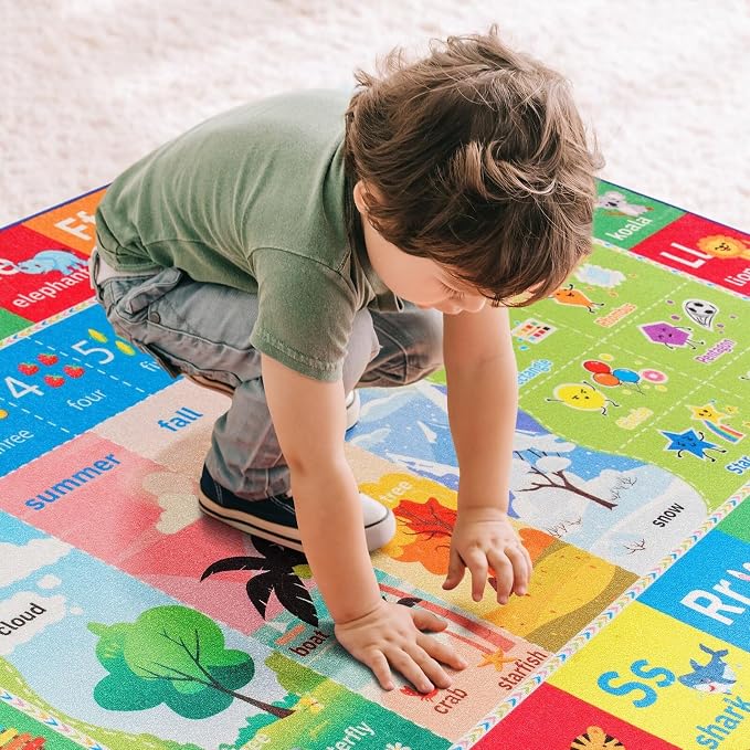 Macgace ABC Kids Rug for Playroom, 4x6 Washable Classroom Area Rugs, Toddler - Image 5