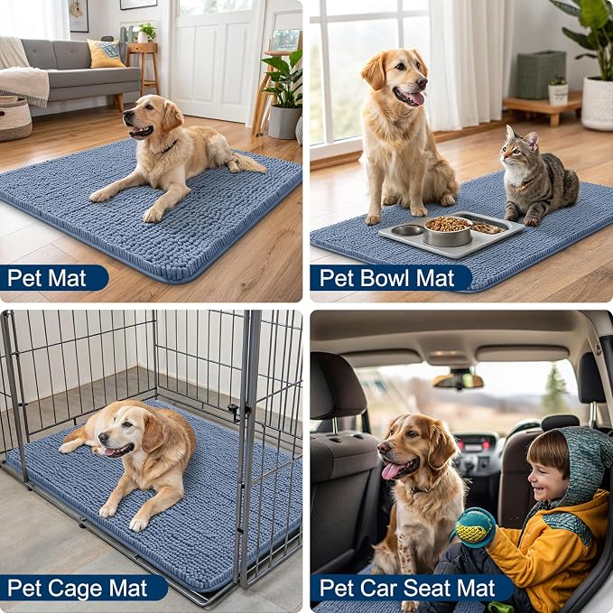 Smiry Dog Door Mat for Muddy Paws 30x20, Absorbent Dirt Trapper, Non-Slip - Image 6