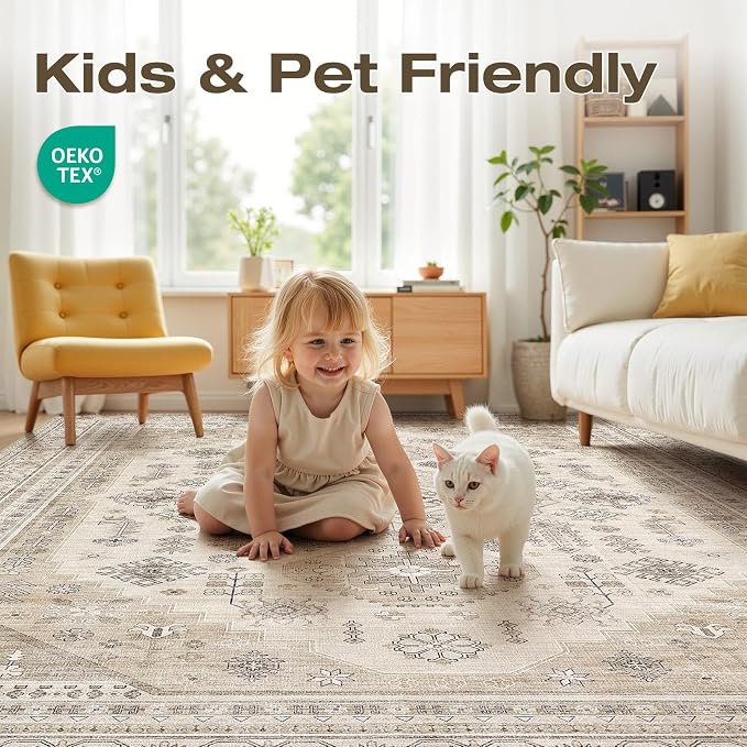 6x9 Washable Area Rug, Large Rugs - Image 6