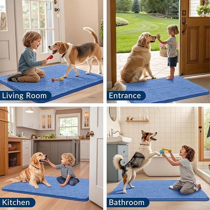 Smiry Dog Door Mat for Muddy Paws 30x20, Absorbent Dirt Trapper, Non-Slip - Image 7
