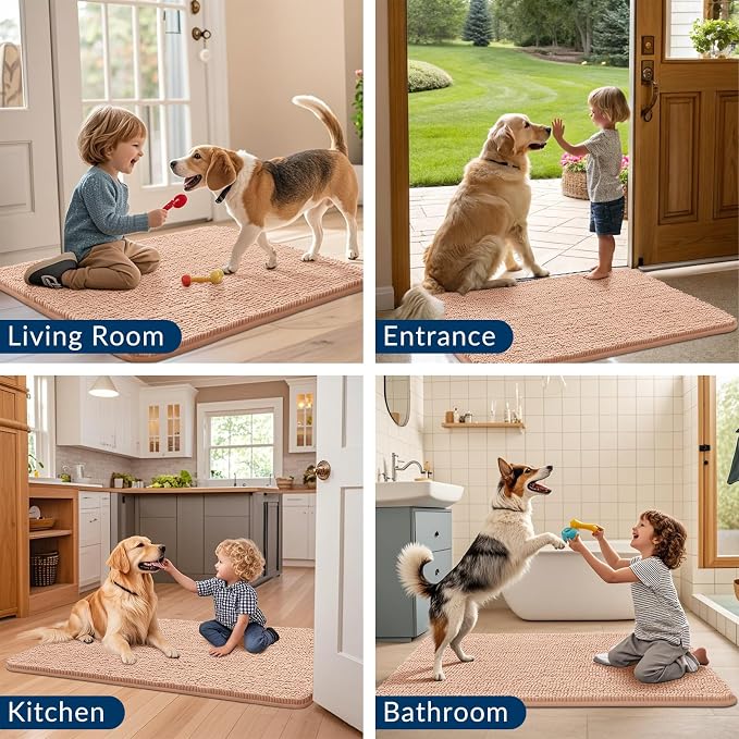 Smiry Dog Door Mat for Muddy Paws 47x32, Absorbent Dirt Trapper, Non-Slip - Image 7