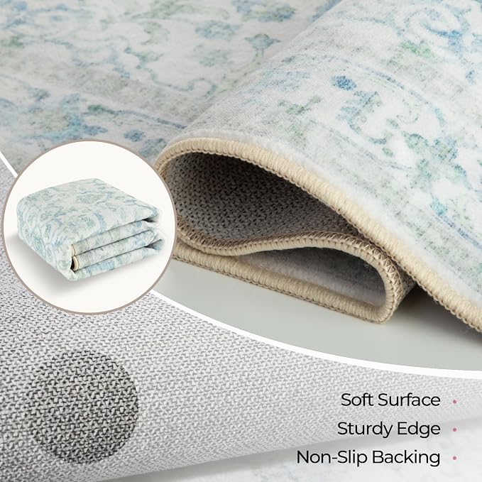 CAPALOCA Machine Washable Rugs Nursery Rug 7x9 Cute Girl Non Slip Low Pile - Image 4