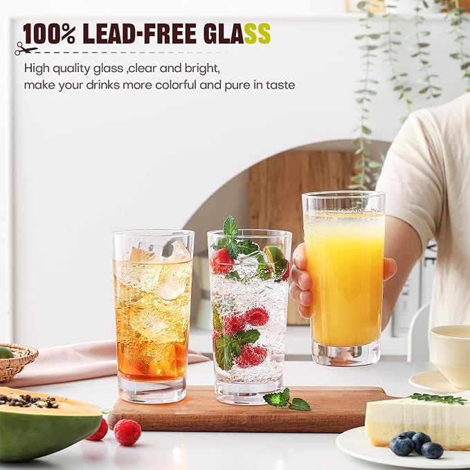Highball Glasses Set of 12, 13oz Tall Drinking Glasses, Water Glass - Image 2