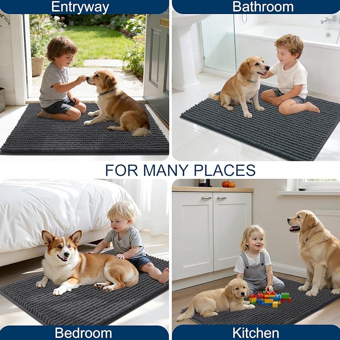 OLANLY Dog Door Mat for Muddy Paws 59x24, Ultra Absorbent Chenille Mud Doormat - Image 8