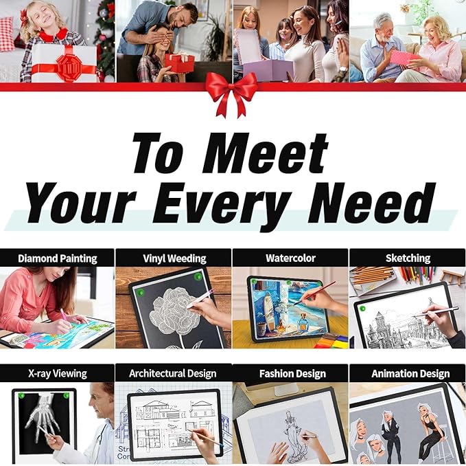 Zocelight Rechargeable A3 Light Box for tracing,Diamond Art Light Board with 4 Magnets,Wireless Light Pad for Diamond Painting,Ultra Bright Light Table for Drawing, Sketching,Animation(Black)