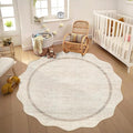 GarveeHome Scalloped Round Washable Rug, Soft Modern Round Rugs 5 ft Circle by GarveeHome