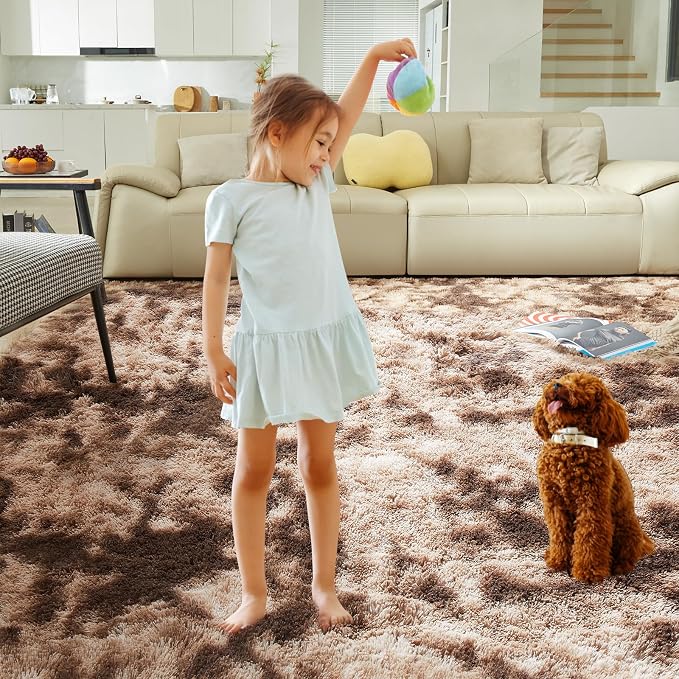 Ultra Soft Rug for Living Room, 5X8 Fluffy Shag Area Rug for Bedroom, Modern - Image 7