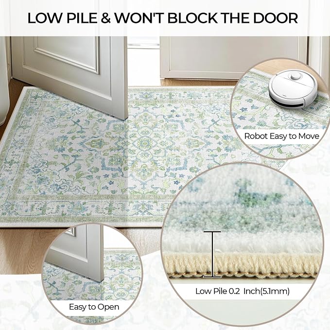 CAPALOCA Machine Washable Rugs Nursery Rug 5x7 Cute Girl Non Slip Low Pile - Image 8