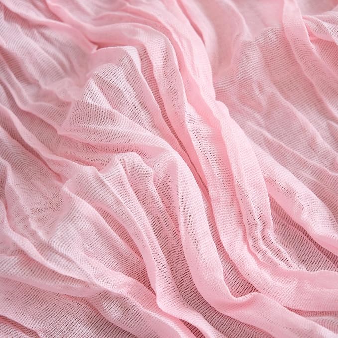 Asee'm 3pcs Blush Pink Cheesecloth Table Runner Summer 10FT Gauze Sheer | Boho - Image 5