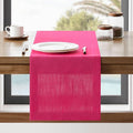 Linen Textured Border Table Runner, 14 x 108 Inch Hot Pink | Mitered Corner by ZEEMARTONLINE