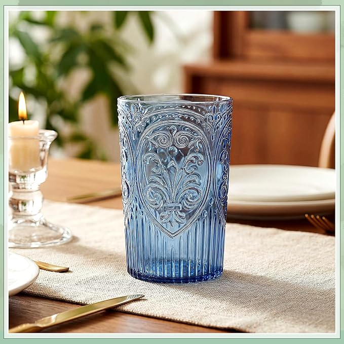24 Pcs 16 oz Plastic Vintage Drinking Glasses Stemless Ribbed Highball Glasses - Image 5