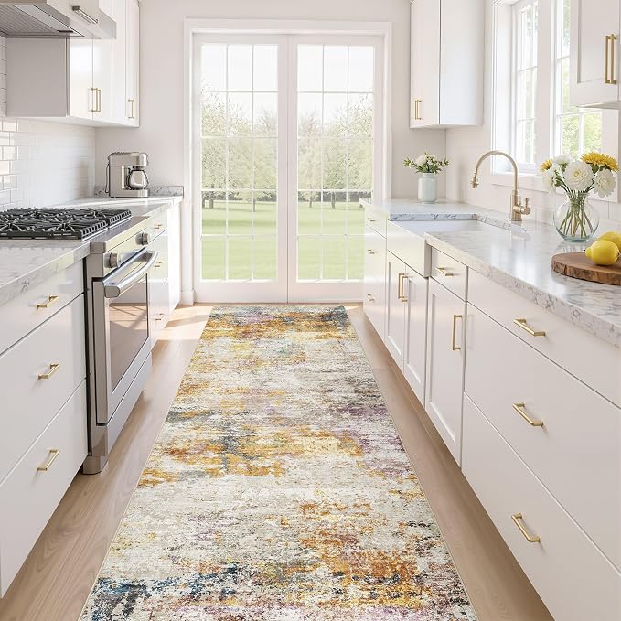 Runner Rug Kitchen Washable Rugs: 2x10 Non-Slip Abstract Soft Modern Stain by LOONGRUG