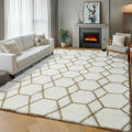 ONASAR Rugs for Living Room Bedroom, 5x8 Fluffy White and Beige Area Rug by ONASAR