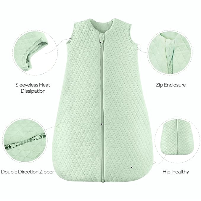 JELLYMONI Baby Sleep Sack TOG 2.5, 0-6 Months Winter Baby Wearable Blanket, 100% Cotton Infant Sleeping Sack 2-Way Zipper Warm Quilted Sleepsack