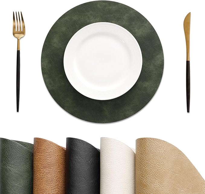 MOSAYT 13 Inch Round Vinyl Placemats Set of 4 by MOSAYT