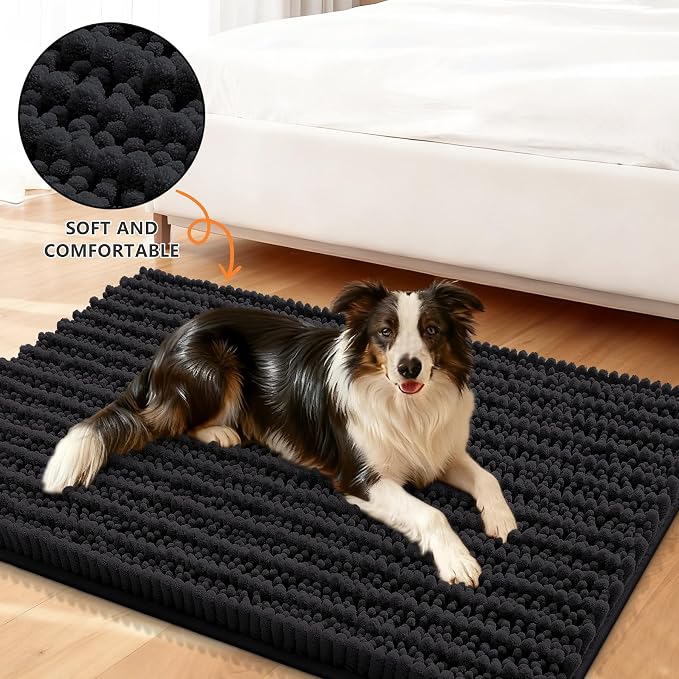 Smiry Dog Door Mat for Muddy Paws 44x24, Absorbent Dirt Trapper, Non-Slip - Image 2