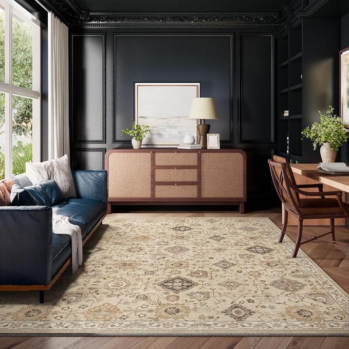 Machine Washable Rug for Living Room: 8x10 Area Rugs Boho Vintage Rug Stain - Image 7