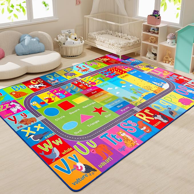 HOMORE Kids Rug, 7x10 ABC Rugs for Playroom Educational Rug for Childerns - Image 5