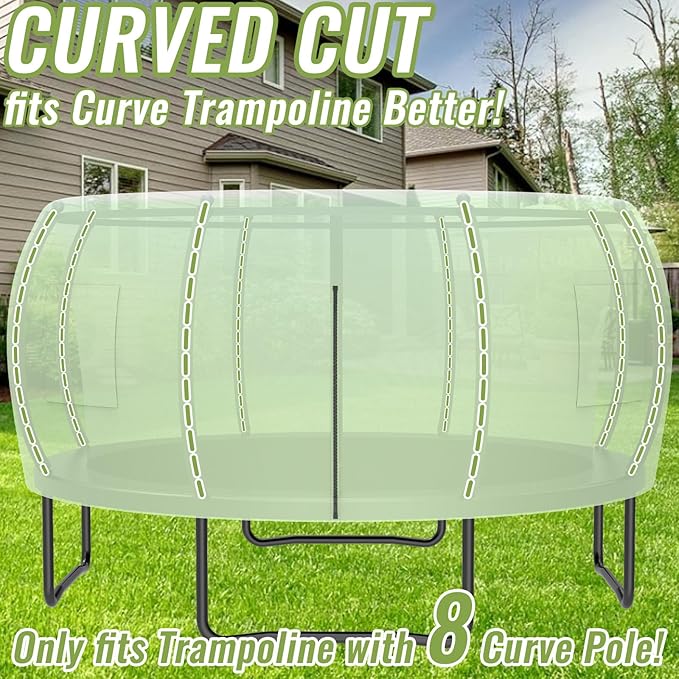 Gardenature 10FT/12FT/14FT Trampoline Tent(Tent Only), Fit Round Trampolines, Shade Cover with LED Light, Outdoor Trampolien Accessories, Anti-Tear, Beige