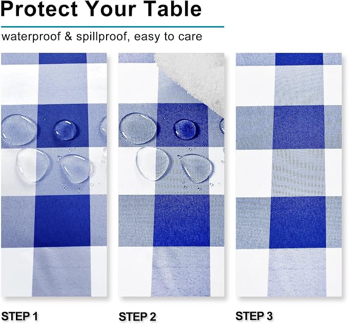 Royal Blue Checkered Tablecloth Rectangle - Image 3