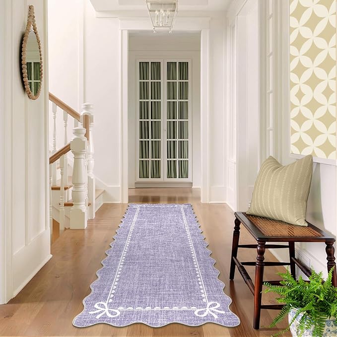 GarveeHome Scalloped Bow Rug for Living Room, Solid Purple Rug for Dorm - Image 8