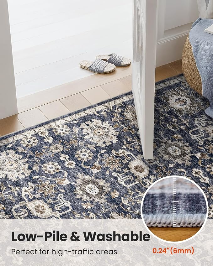 AMADA HOMEFURNISHING 2'6"x10' Washable Area Rug, Low-Profile Entryway Rug - Image 8