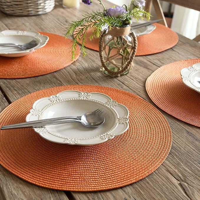 FunWheat Round Braided Placemats Set of 6 Table Mats - Image 4