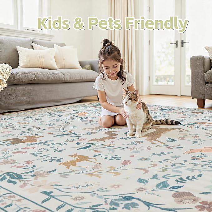 6x9 Area Rugs Washable Rug: Large Boho Living Room Rug Soft Non-Slip Low Pile - Image 6