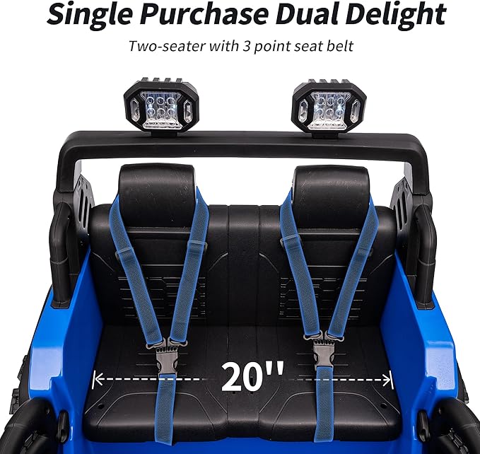 2 Seater Ride on Toy Car for Kids, 24V 4WD Ride-on Truck Kids Electric Car with Remote Control, 4x200W Motors - Blue