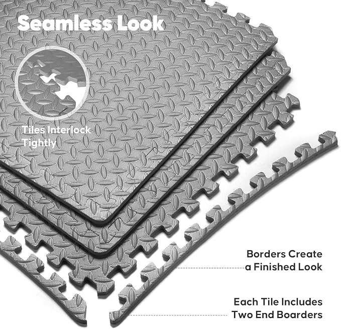 Home Gym Mat, Puzzle Exercise Mat, EVA Interlocking Foam Floor Tiles - Image 6