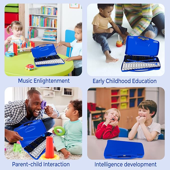 EASTROCK Glockenspiel Xylophone for Kids, Professional Music Teaching, Gifts (Blue)