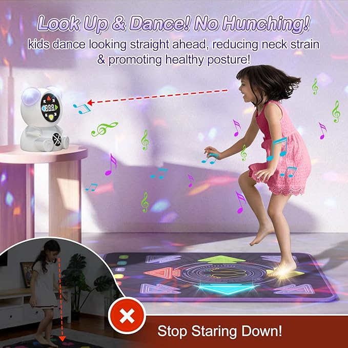 Dance Mat for Kids, Rechargeable Dance Mats for Girls and Boys, Light-up Dancing pad Game with Wireless Bluetooth, Christmas Birthday Gifts Ideas for 3 4 5 6 7 8 9 10 11 12 Year Old Kids