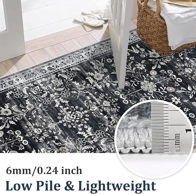 Yamaziot Washable Runner Rug 2x3 – Non Slip Small Entryway Rug Boho Floral Rug - Image 4