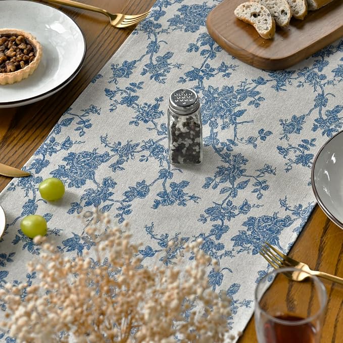 Artoid Mode Dark Grey 13x108 Inch Chinoiserie Table Runner | Monochrome sketch - Image 2