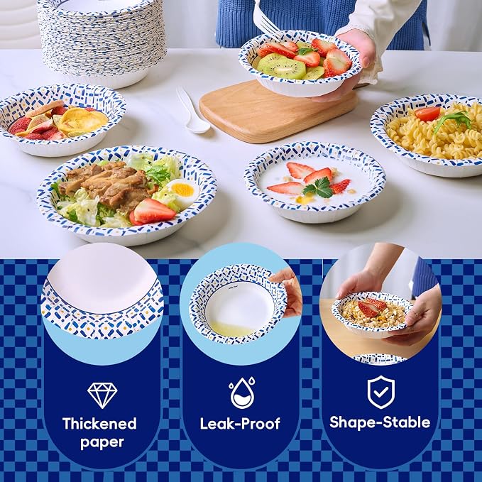 200 Count 16 oz Paper Bowls, Soak-Proof Small Disposable Bowls - Image 2