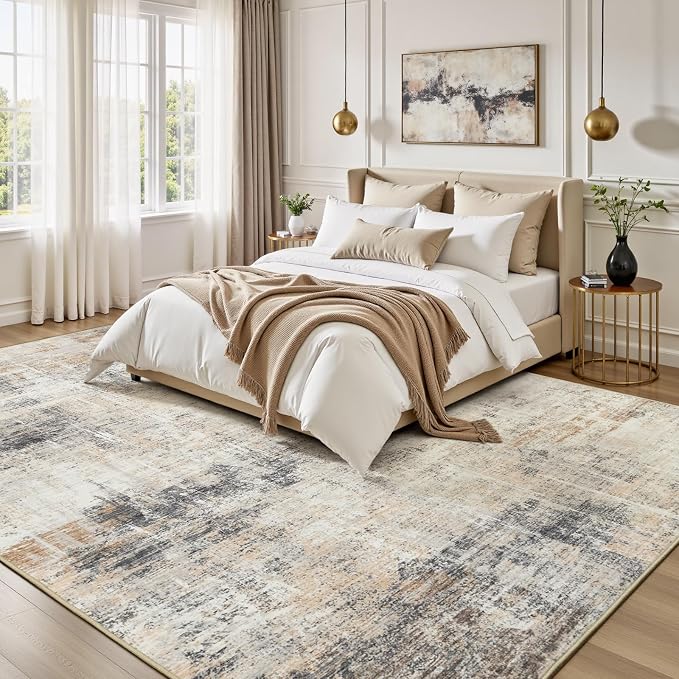 Lofus 6x9 Area Rug for Living Room, Neutral Modern Washable Carpet for Bedroom - Image 2