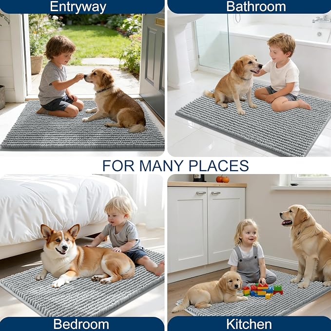 OLANLY Dog Door Mat for Muddy Paws 59x24, Ultra Absorbent Chenille Mud Doormat - Image 8
