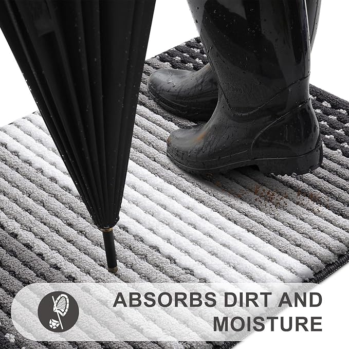 Kitinjoy Indoor Outdoor Door Mat, 71x24 Non-Slip Absorbent Dirt Trapper - Image 2