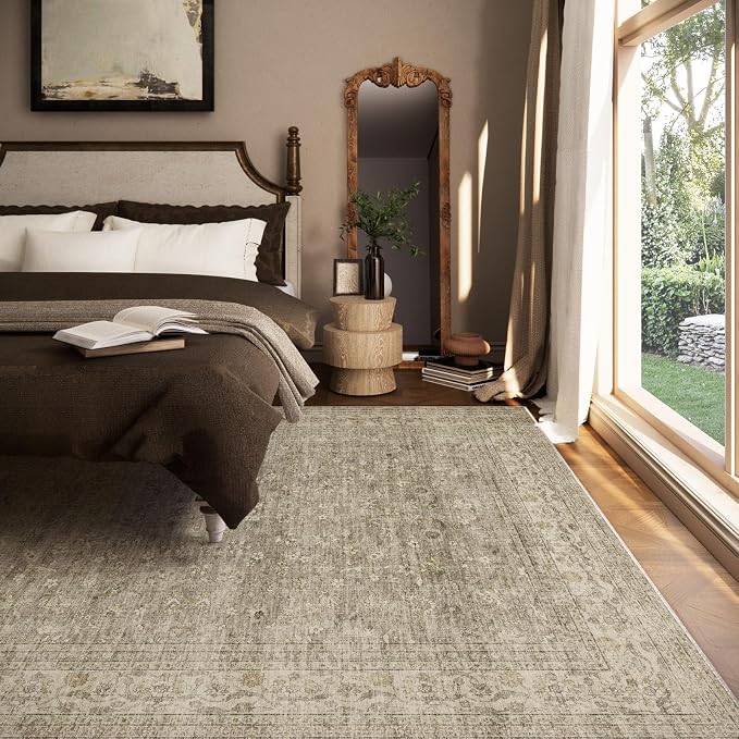 Machine Washable Rugs for Living Room: 6x9 Area Rugs for Bedroom Vintage Stain - Image 4