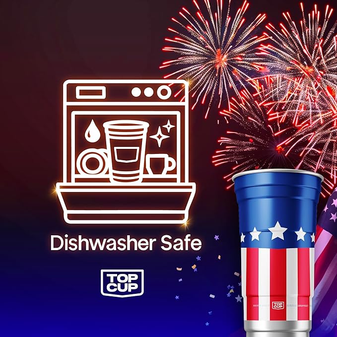Top Cup Americana Cup | 12 oz Reusable Aluminum Party Cups 50 Count | Durable - Image 5
